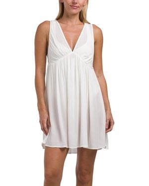 TJ Maxx Saltwater Solids Teddy Mini Cover-Up Dress For Viscose - White