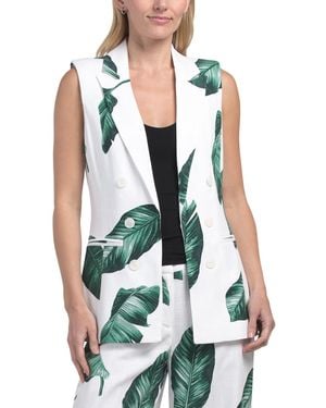 TJ Maxx Linen Blend Palm Vest For Polyester/Linen/Rayon - White
