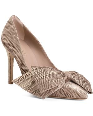 TJ Maxx Vivi Oversized Bow Closed Court Pumps For Leather - Metallic