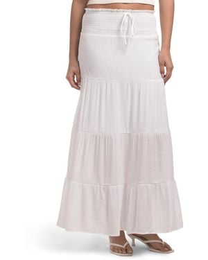 TJ Maxx Long Tiered Maxi Skirt For Polyester/Rayon - White