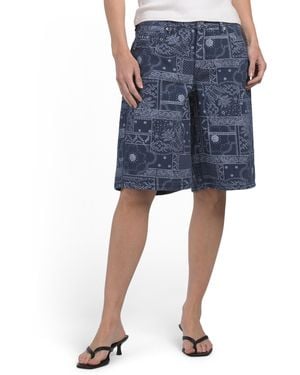 TJ Maxx Bandana Printed Twill Bermuda Shorts, Cotton/Polyester - Blue