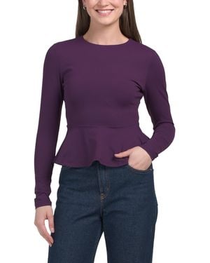 TJ Maxx Crew Long Sleeve Flare Top For Nylon/Spandex - Purple