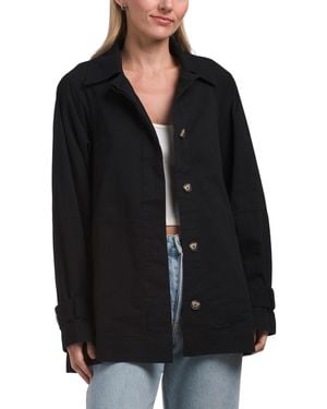 TJ Maxx Collared Twill Jacket, Cotton - Black