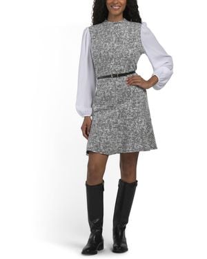 TJ Maxx Flounce Hem Twofer Mini Dress With Belt For Cotton/Polyester - Gray