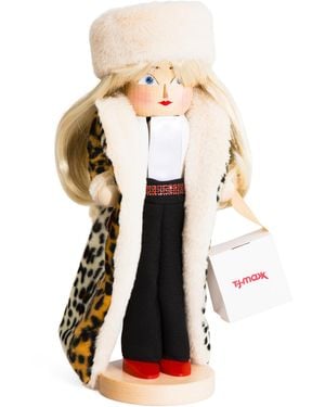TJ Maxx Shopping Lady With Bag Nutcracker - White