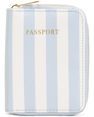 TJ Maxx Leather Riviera Stripe Zip Around Rfid Passport Holder, Leather - White