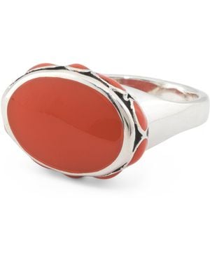 TJ Maxx Sterling Plated Oval Coral Ring - Red