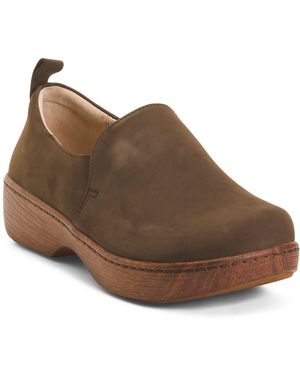 TJ Maxx Nubuck Leather Orygin Slip On Clogs For - Brown