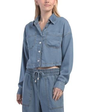 TJ Maxx Long Sleeve Cropped Denim Top For - Blue