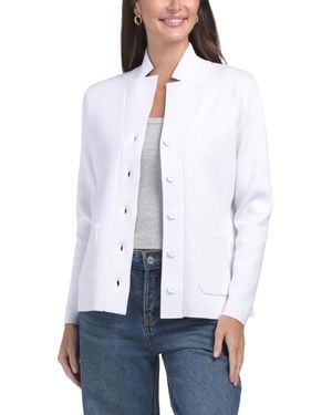 TJ Maxx Long Sleeve Button Front Jacket, Nylon/Cotton/Acrylic - White