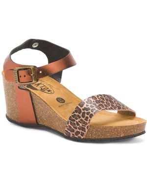 TJ Maxx Leather Brissa Comfort Footbed Sandals For - Brown