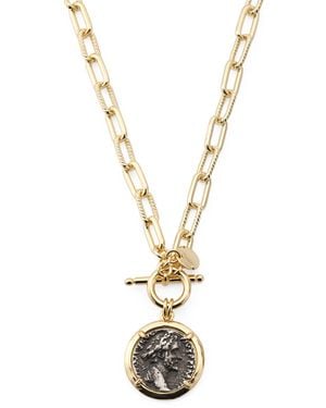 TJ Maxx 18Kt Plated Bronze Burnished Coin Necklace For - Metallic