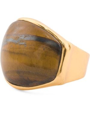 TJ Maxx 18Kt Plated Geometric Tigers Eye Ring - Natural