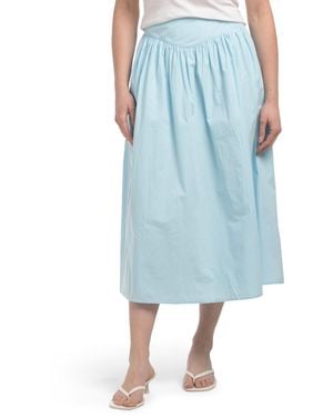 TJ Maxx Basque Waist Midi Skirt For Cotton - Blue