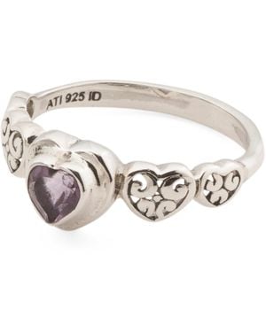 TJ Maxx Sterling Amethyst Multi Heart Ring - White