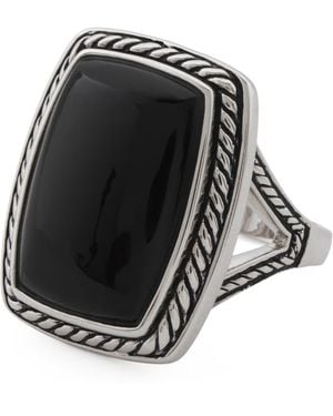 TJ Maxx Rope Edge Rectangle Onyx Ring - Black