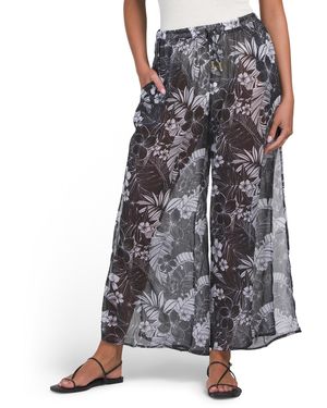 TJ Maxx Double Duty Side Slit Cover-Up Pants, Polyester - Black
