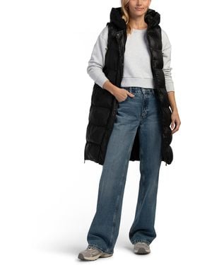 TJ Maxx Long Quilted Hooded Vest, Polyester - Black