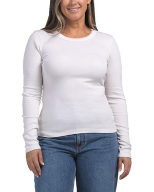 TJ Maxx Zola Long Sleeve Crew Neck T-Shirt For Spandex/Modal/Cotton - White