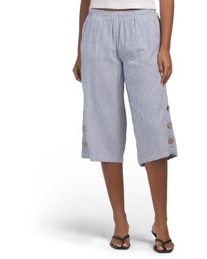 TJ Maxx Petite Striped Capri Pants For Cotton - Blue