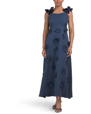 TJ Maxx Sleeveless 3D Floral Dress For Spandex/Polyester - Blue