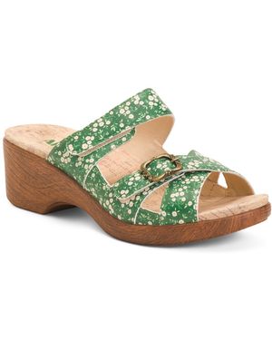 TJ Maxx Leather Sierra Slip Resistant Comfort Wedge Clogs For - Green