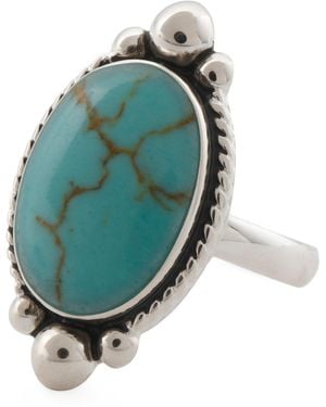 TJ Maxx Sterling Plated Oval Beaded Ring - Blue
