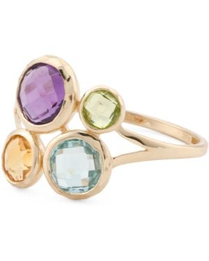 TJ Maxx 14Kt Multi Gemstone Bezel Ring, Amethyst - Pink
