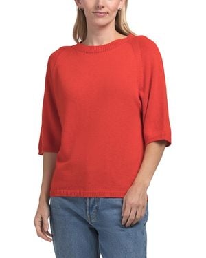 TJ Maxx Cotton Crew Neck Tape Yarn Dolman Sweater - Red