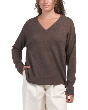 TJ Maxx Cashmere Gemma V-Neck Sweater - Gray