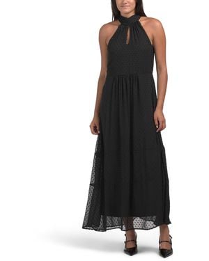TJ Maxx Mock Neck Keyhole Halter Maxi Dress For Polyester - Black