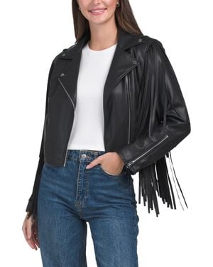 TJ Maxx Eliza Fringe Jacket, Polyester/Leather - Black