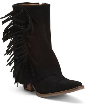 TJ Maxx Suede Fringe Marlie Snip Toe Boots For - Black