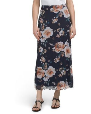 TJ Maxx Pull On Mesh Midi Skirt With Lining For Polyester - Blue