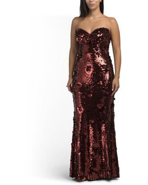 TJ Maxx Oversized Sequin Strapless Gown For Spandex/Polyester - Red