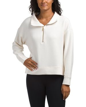 TJ Maxx Forever Chic Ottoman Long Sleeve Quarter Zip Sweater For Spandex/Cotton/Polyester - White