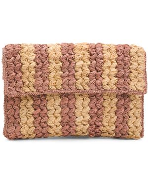 TJ Maxx Small Remi Braided Raffia Clutch For Leather - Pink