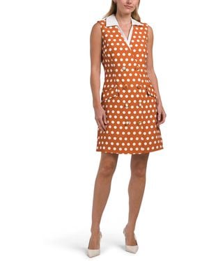 TJ Maxx Sleeveless Double Breasted Collar Vest Mini Dress For Spandex/Polyester - Orange