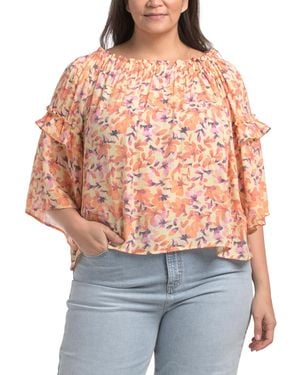 TJ Maxx Plus Printed Slub Top For Polyester/Rayon - Yellow