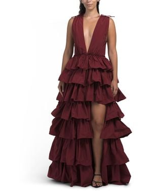 TJ Maxx Henriette Ruffle Gown For Polyester - Purple