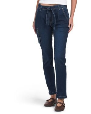 TJ Maxx Denim Cargo Pocket Pants With Tie Belt For Cotton/Polyester - Blue