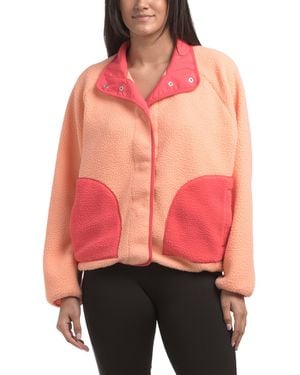 TJ Maxx Snap Front Printed Berber Jacket For Polyester - Red