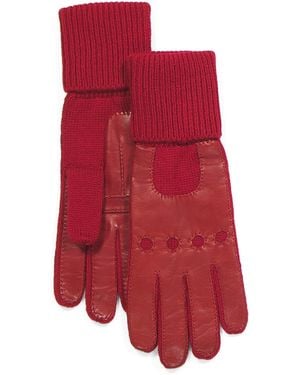 TJ Maxx Merino Wool Blend Gloves With Leather For Leather/Merino Wool - Red