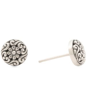 TJ Maxx Sterling Filigree Ball Stud Earrings - Metallic