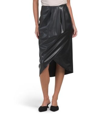 TJ Maxx Kai Draped Midi Faux Leather Skirt For - Black
