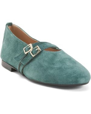 TJ Maxx Suede Mary Janes With Two Buckles For - Blue