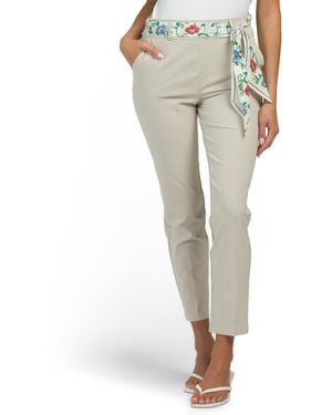 TJ Maxx Cigarette Leg Pull On Pants With Scarf Belt Detail For Spandex/Polyester/Viscose - Multicolor