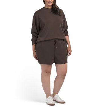 TJ Maxx Plus Pull Over Crew Neck Sweatshirt And Shorts Set For Spandex/Polyester/Viscose - Brown