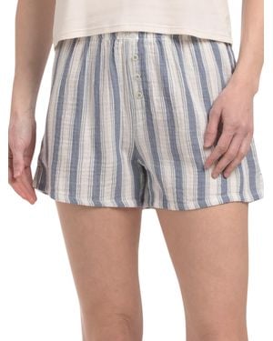 TJ Maxx Back From The Beach Cotton Striped Shorts - Gray
