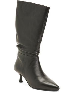 TJ Maxx Leather Kitten Heel Scrunch Boots For - Gray